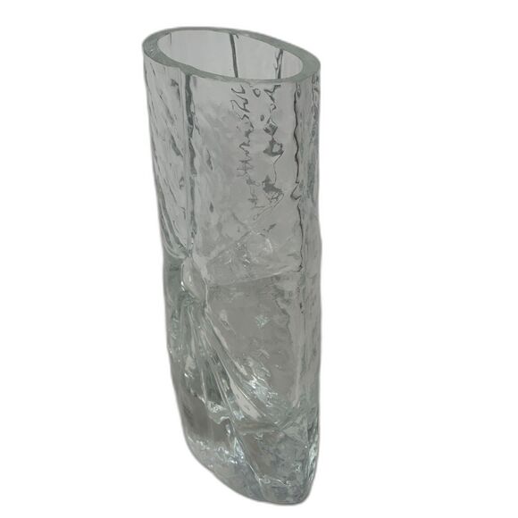 Sunburst Vase Iced Glass by Rune Strand Sea Glasbruk, 1960s Sweden MCM Crystal - Picture 6 of 11